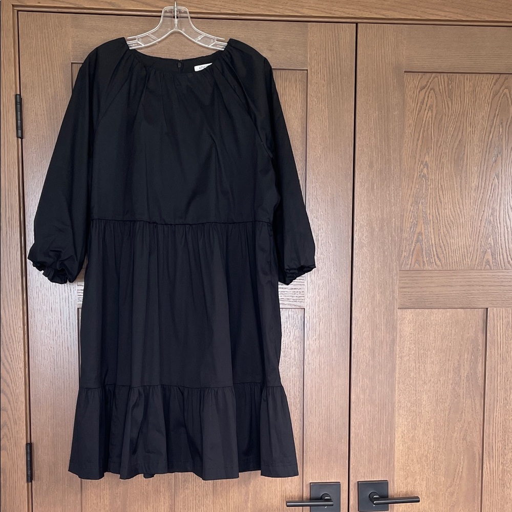 Chico's Black Dress with Puff Sleeves Size 2 U.S. 12 excellent condition